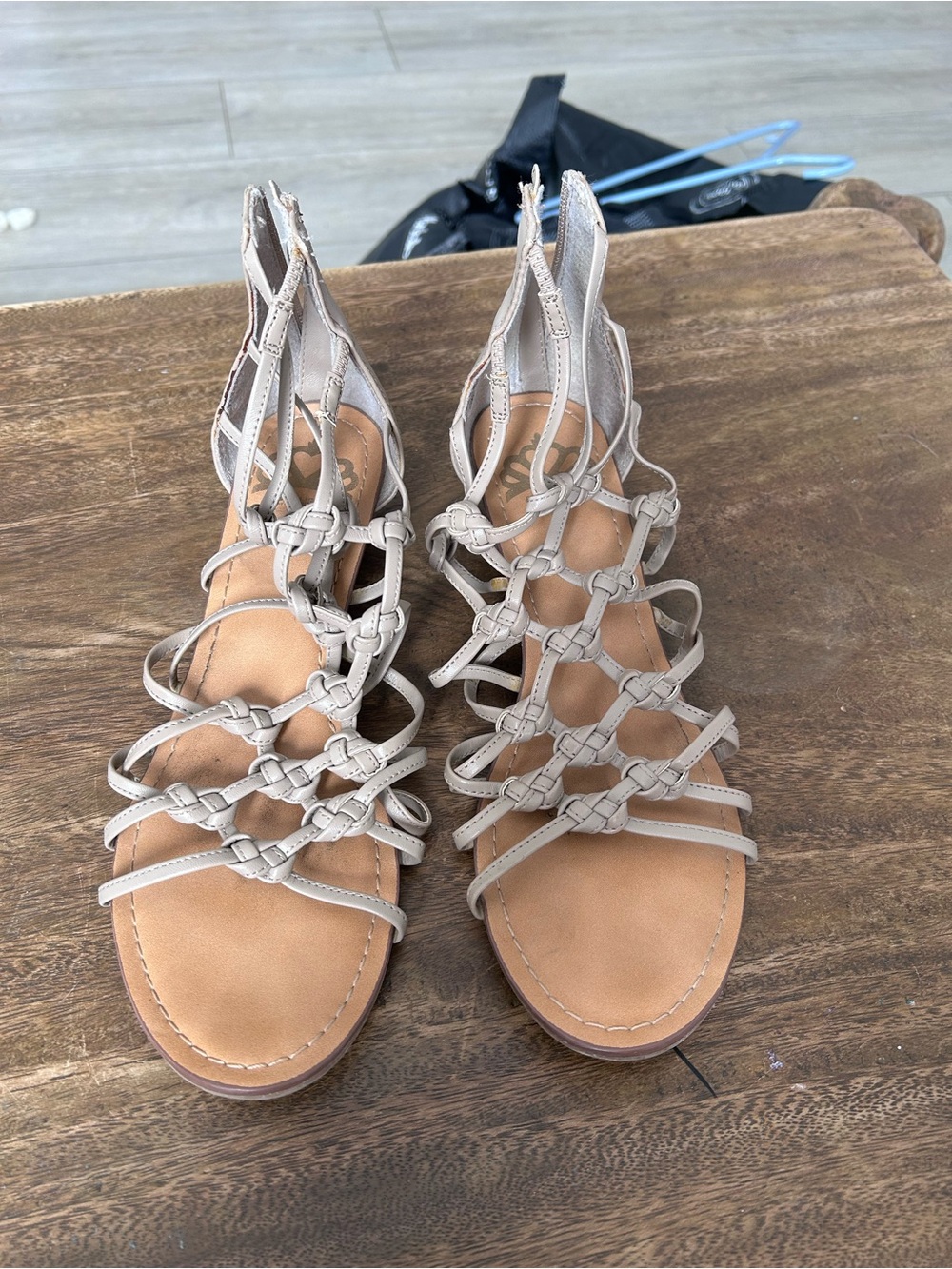 Fergalicious Braided Gladiator Sandals Zip Back Strappy Lattice Summer Tan Boho